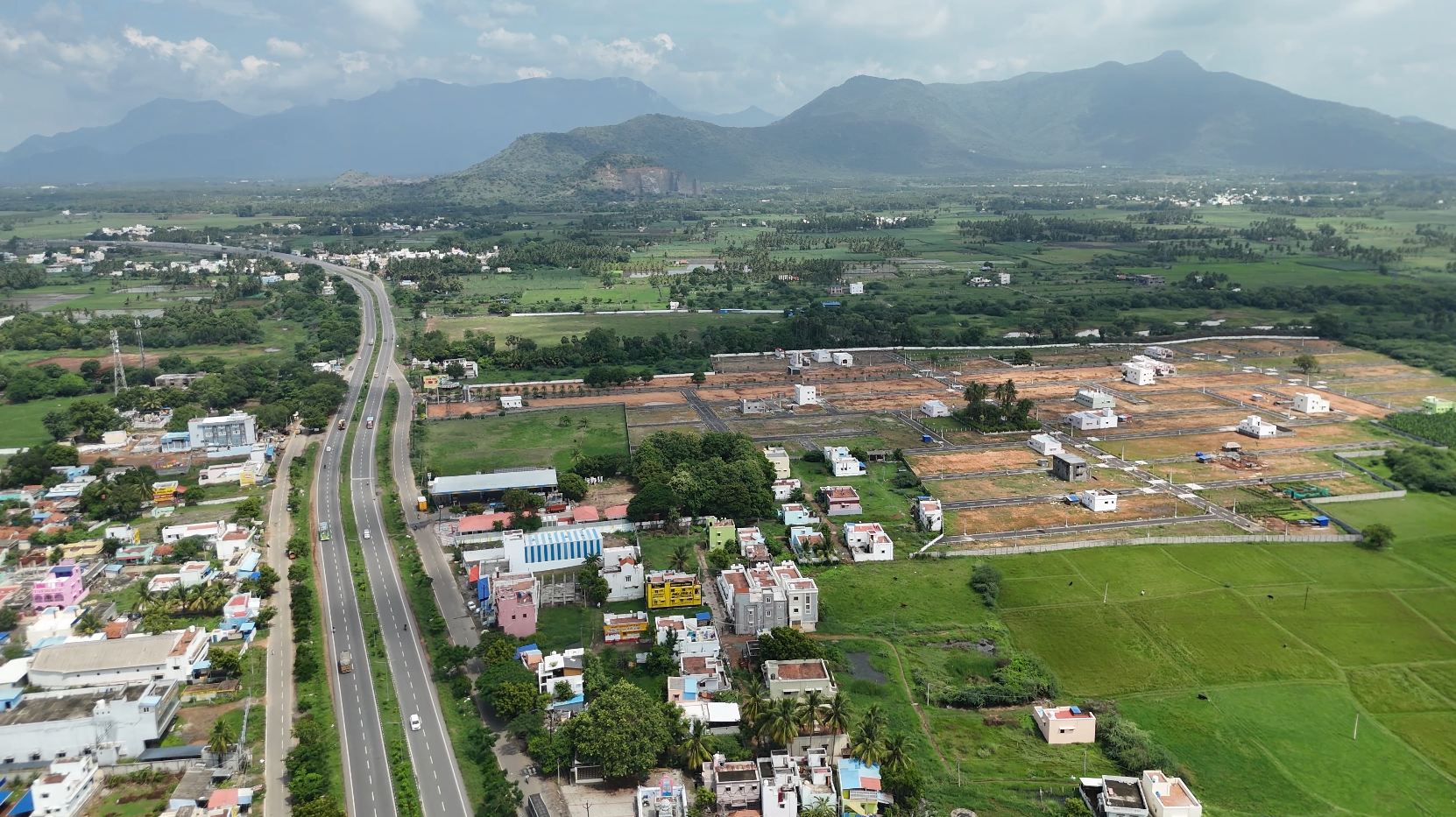 Land project entrance and plot road